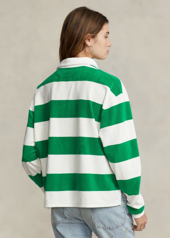 billard/dækvask hvid Kvinder Ralph Lauren stribet cropped jersey rugby skjorte Z426B2935