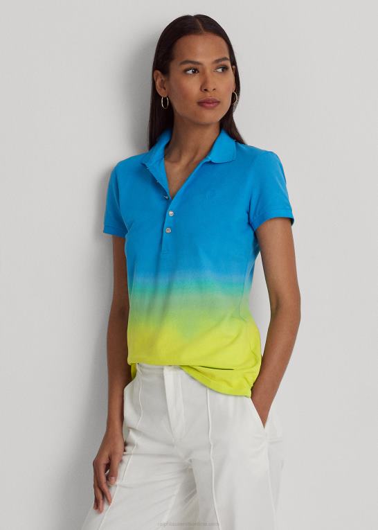 blå/grøn/lime Kvinder Ralph Lauren dip-farvet pique poloshirt Z426B3854