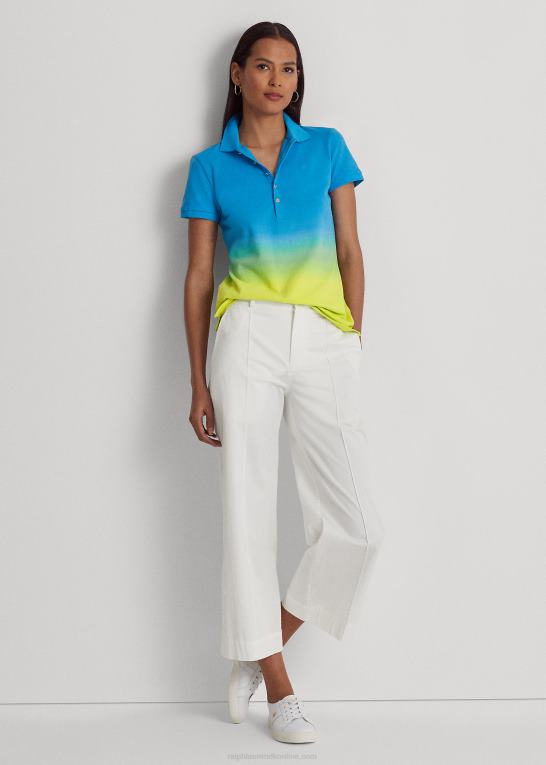 blå/grøn/lime Kvinder Ralph Lauren dip-farvet pique poloshirt Z426B3854