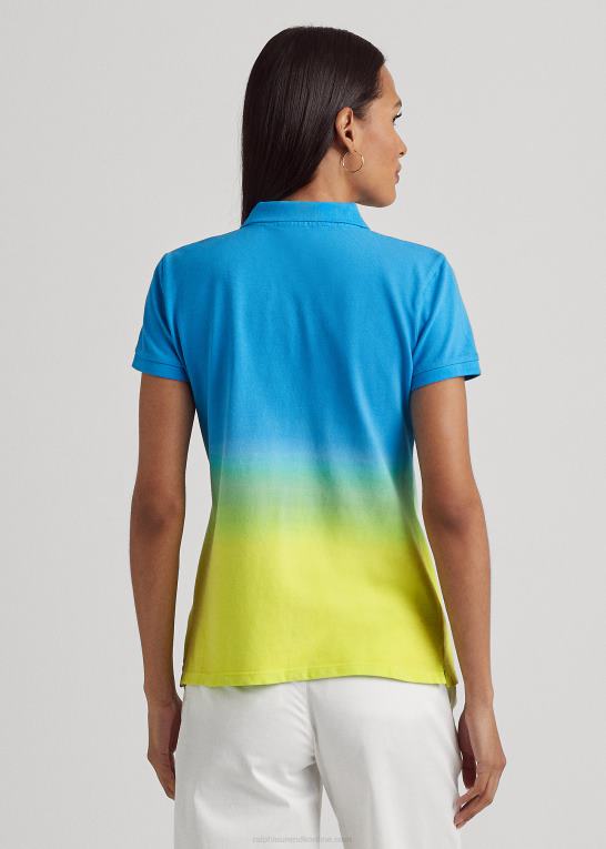 blå/grøn/lime Kvinder Ralph Lauren dip-farvet pique poloshirt Z426B3854