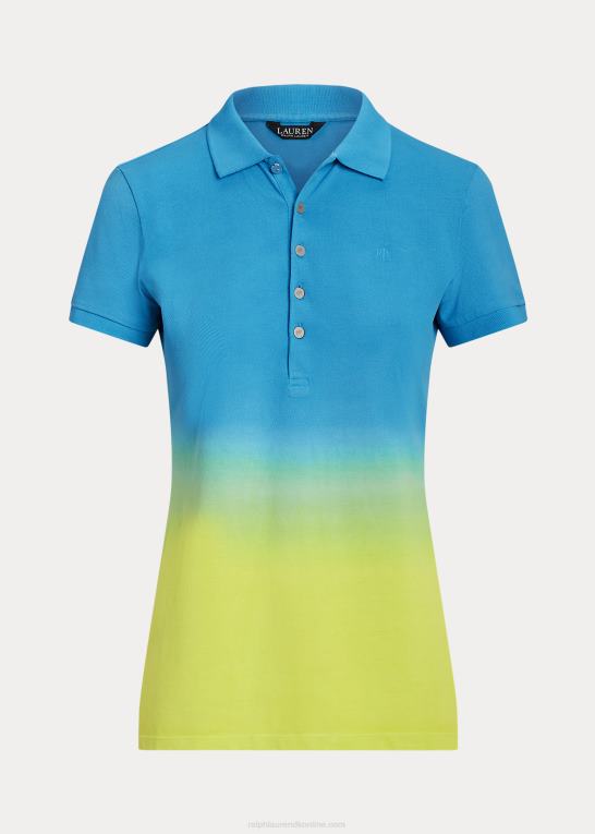 blå/grøn/lime Kvinder Ralph Lauren dip-farvet pique poloshirt Z426B4349