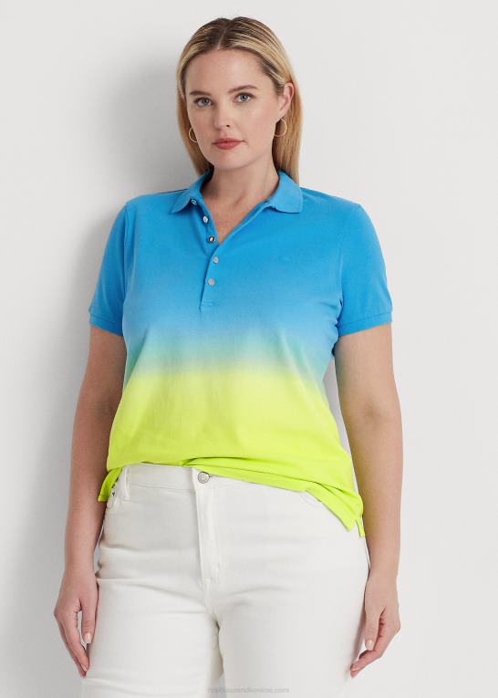 blå/grøn/lime Kvinder Ralph Lauren dip-farvet pique poloshirt Z426B4531