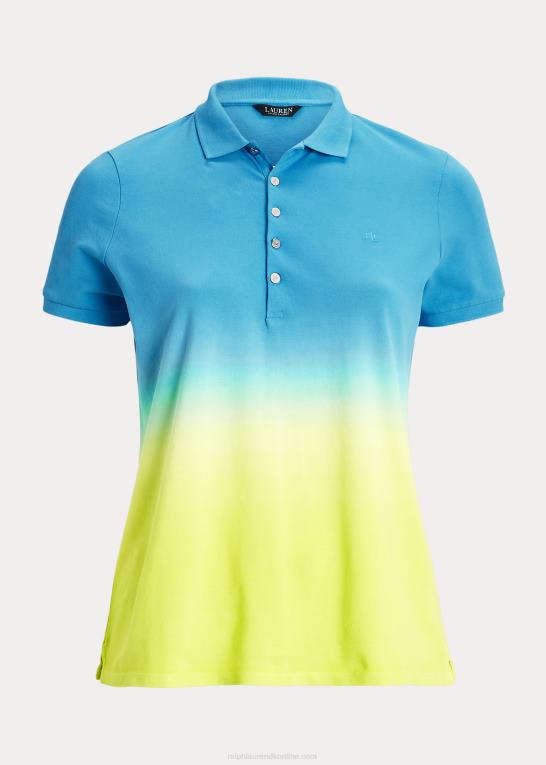 blå/grøn/lime Kvinder Ralph Lauren dip-farvet pique poloshirt Z426B4531