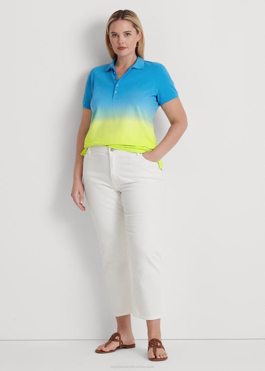 blå/grøn/lime Kvinder Ralph Lauren dip-farvet pique poloshirt Z426B4531