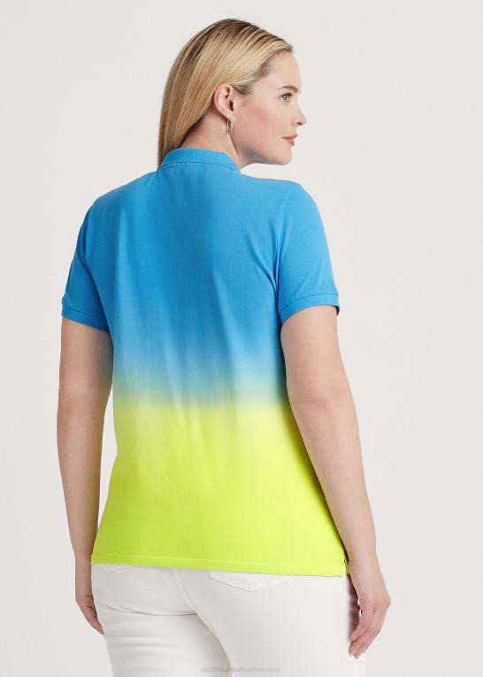 blå/grøn/lime Kvinder Ralph Lauren dip-farvet pique poloshirt Z426B4531