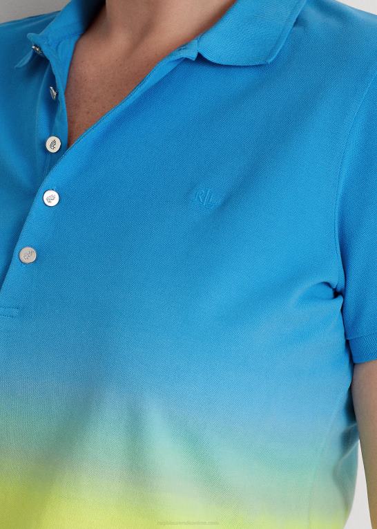blå/grøn/lime Kvinder Ralph Lauren dip-farvet pique poloshirt Z426B4531