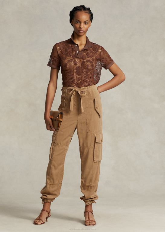 chokolade brun Kvinder Ralph Lauren blomstret poloshirt med blonder Z426B3206