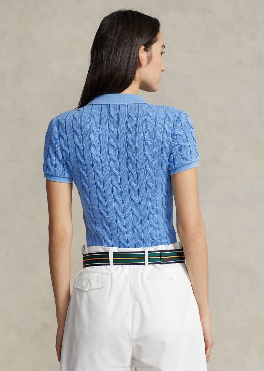 colby blå Kvinder Ralph Lauren slim fit kabelstrikket poloshirt Z426B3023
