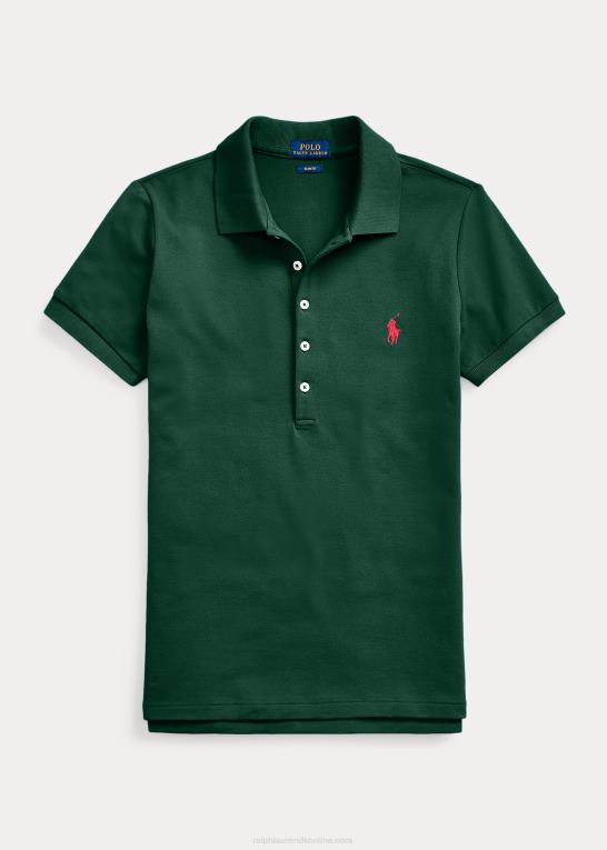 college grøn Kvinder Ralph Lauren slim fit stretch poloshirt Z426B3258