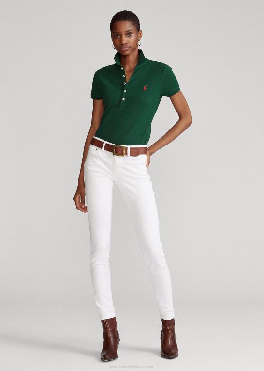 college grøn Kvinder Ralph Lauren slim fit stretch poloshirt Z426B3258