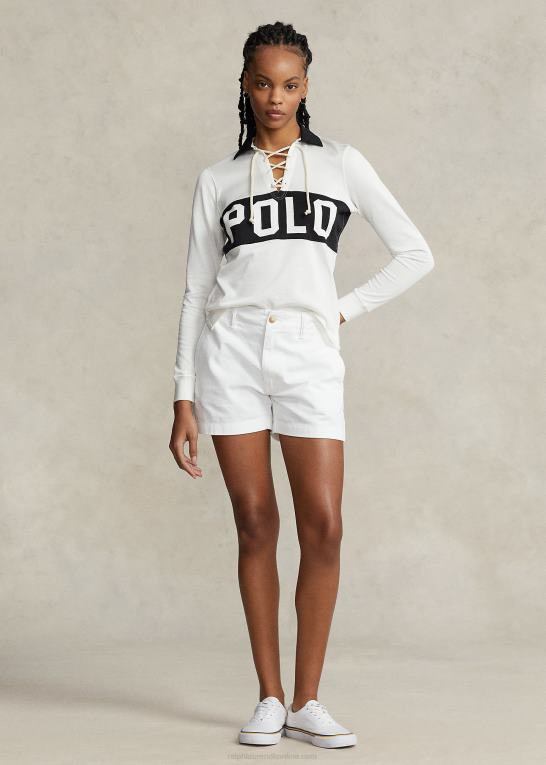 dækvask hvid Kvinder Ralph Lauren poloshirt i jersey med snørebånd med logo Z426B2985