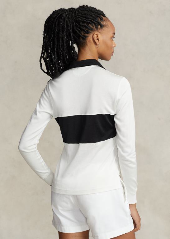 dækvask hvid Kvinder Ralph Lauren poloshirt i jersey med snørebånd med logo Z426B2985