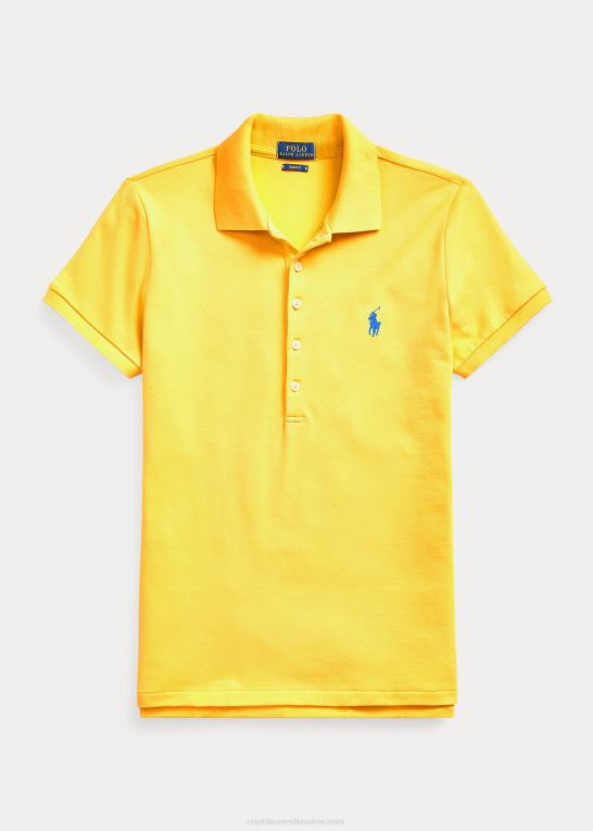 gulfinnet Kvinder Ralph Lauren slim fit stretch poloshirt Z426B3253