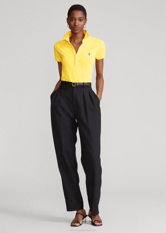 gulfinnet Kvinder Ralph Lauren slim fit stretch poloshirt Z426B3253