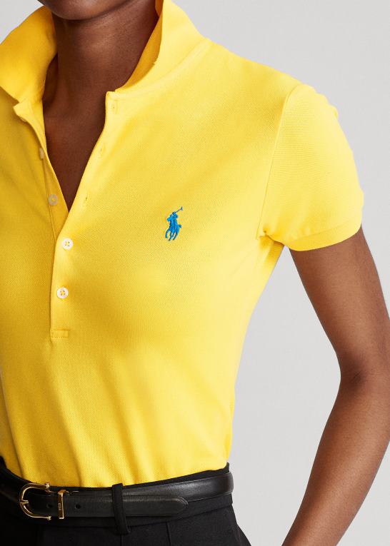 gulfinnet Kvinder Ralph Lauren slim fit stretch poloshirt Z426B3253