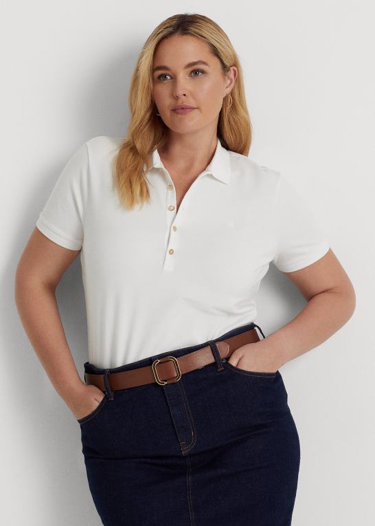 hvid Kvinder Ralph Lauren pique poloshirt Z426B4714