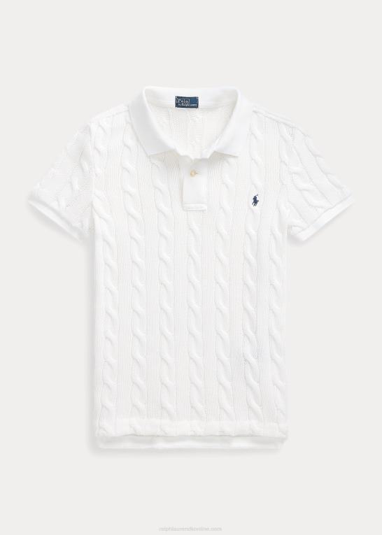 hvid Kvinder Ralph Lauren slim fit kabelstrikket poloshirt Z426B3025