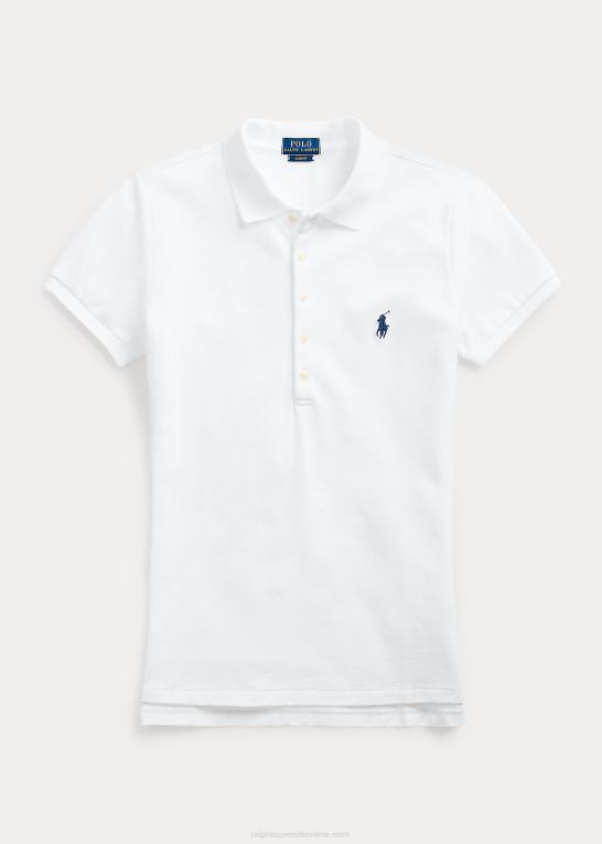 hvid Kvinder Ralph Lauren slim fit stretch poloshirt Z426B3271