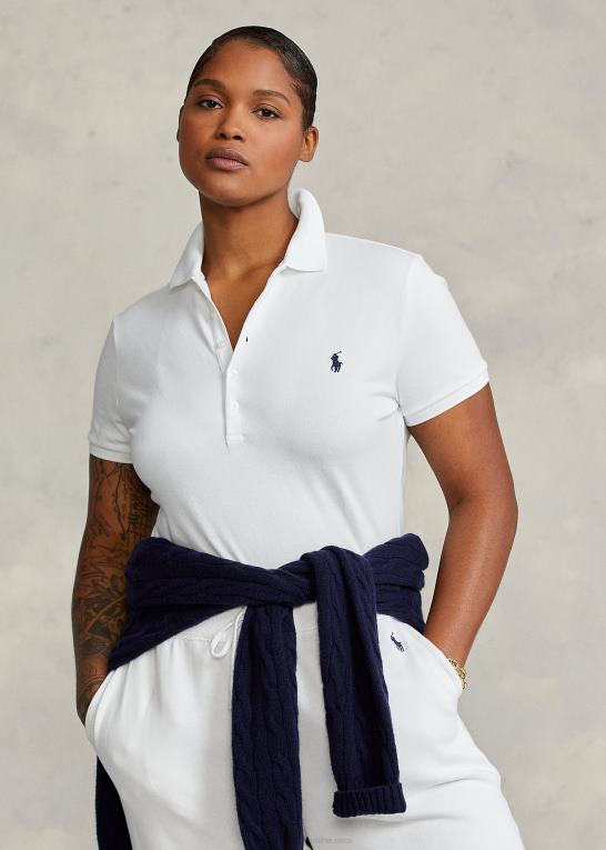 hvid Kvinder Ralph Lauren slim fit stretch poloshirt Z426B3271