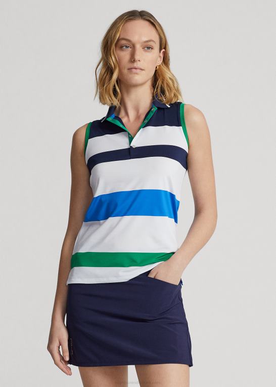 hvid/marine/spa royal Kvinder Ralph Lauren skræddersyet pasform ærmeløs poloshirt Z426B3704