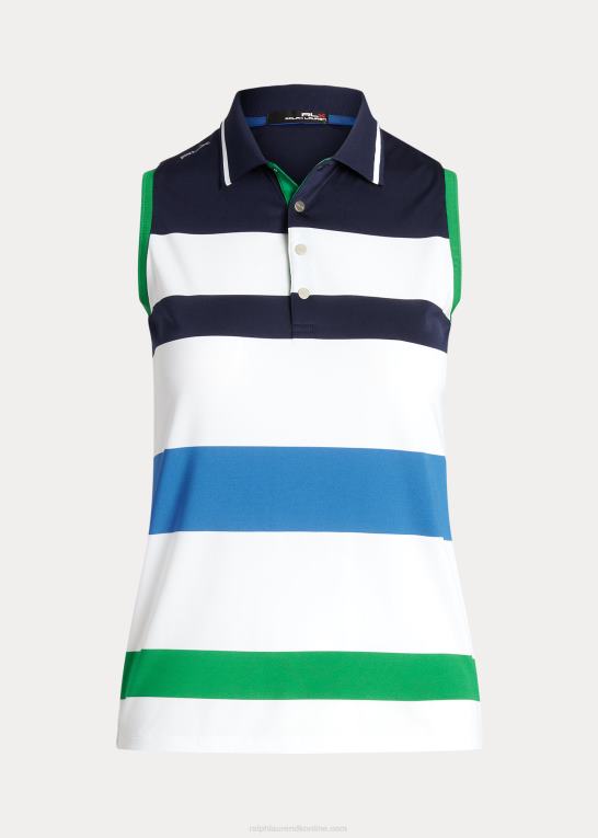 hvid/marine/spa royal Kvinder Ralph Lauren skræddersyet pasform ærmeløs poloshirt Z426B3704