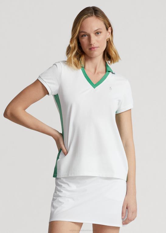 keramik hvid/flådegrøn Kvinder Ralph Lauren skræddersyet cricket poloshirt Z426B3726