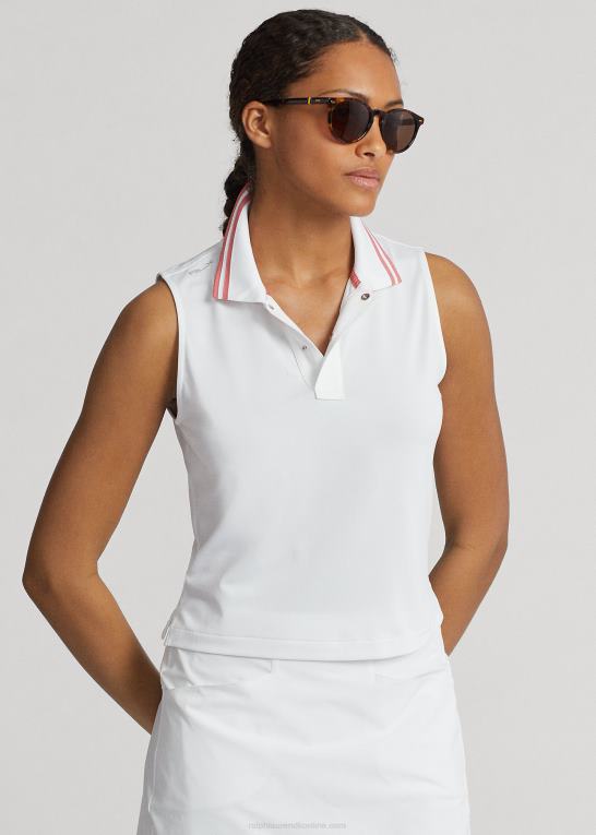 keramik hvid/rosa Kvinder Ralph Lauren stretch pique cropped poloshirt Z426B9398