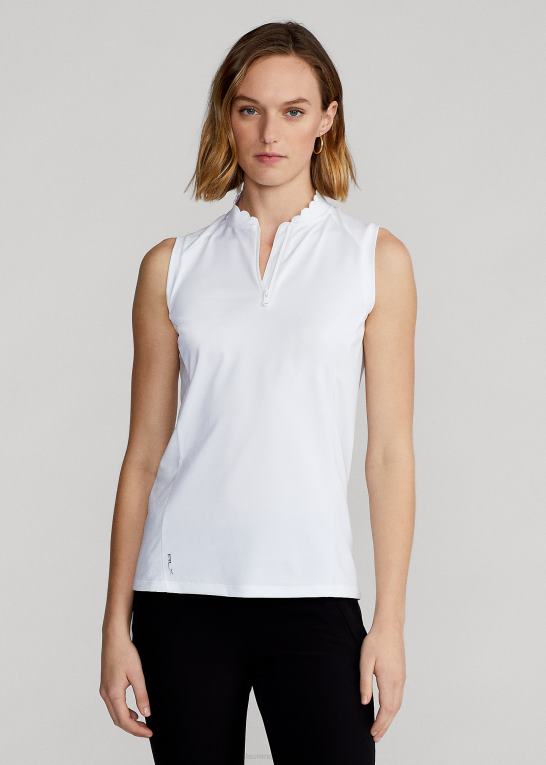 keramisk hvid Kvinder Ralph Lauren ærmeløs poloshirt med kvart lynlås Z426B3750
