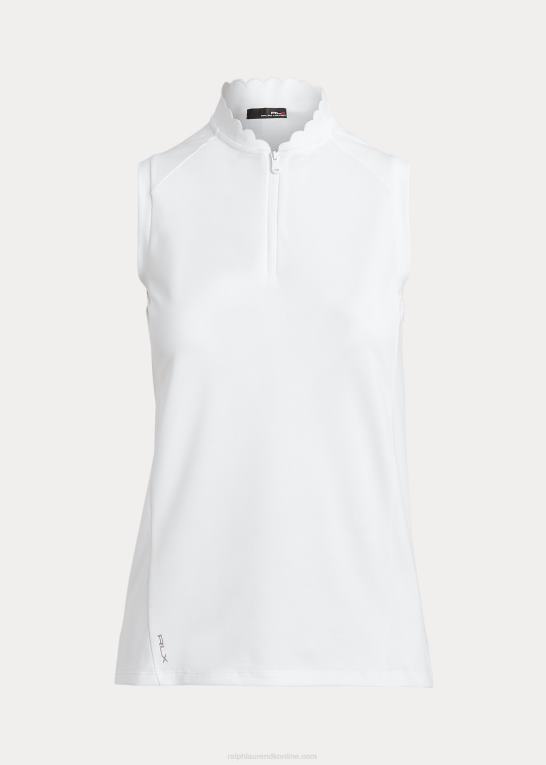 keramisk hvid Kvinder Ralph Lauren ærmeløs poloshirt med kvart lynlås Z426B3750