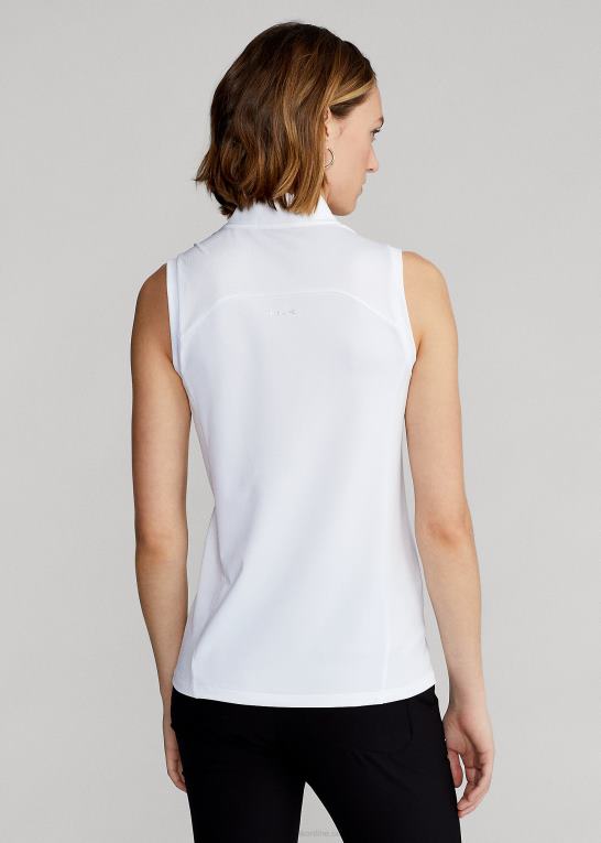 keramisk hvid Kvinder Ralph Lauren ærmeløs poloshirt med kvart lynlås Z426B3750
