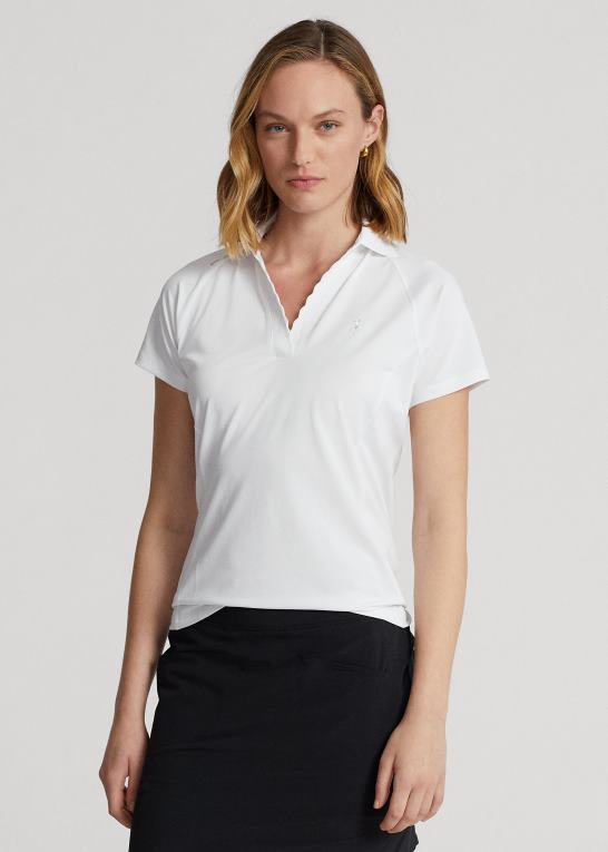 keramisk hvid Kvinder Ralph Lauren skræddersyet pasform pique poloshirt Z426B9392