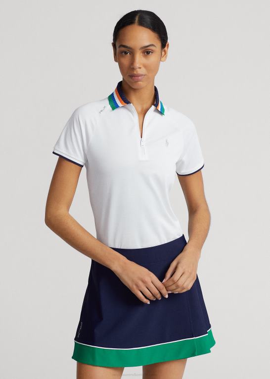 keramisk hvid multi Kvinder Ralph Lauren skræddersyet poloshirt med kvart lynlås Z426B9401
