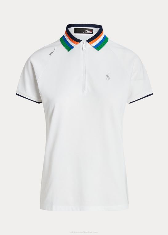 keramisk hvid multi Kvinder Ralph Lauren skræddersyet poloshirt med kvart lynlås Z426B9401