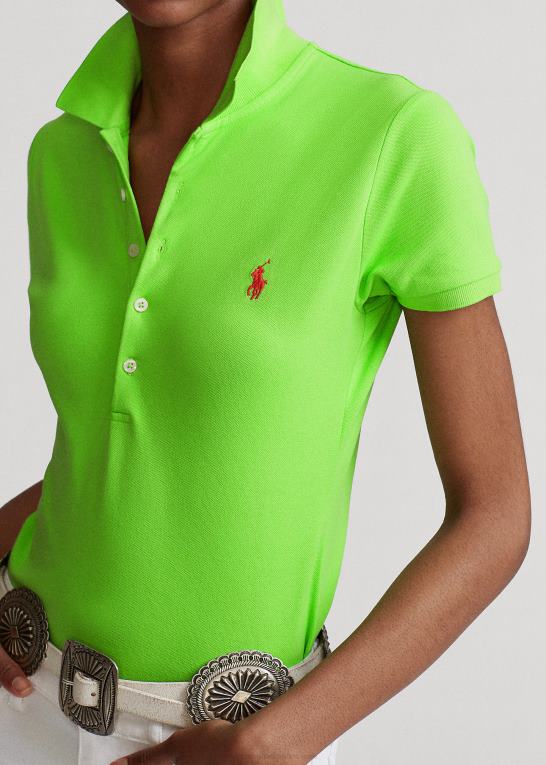 kiwi lime Kvinder Ralph Lauren slim fit stretch poloshirt Z426B3254
