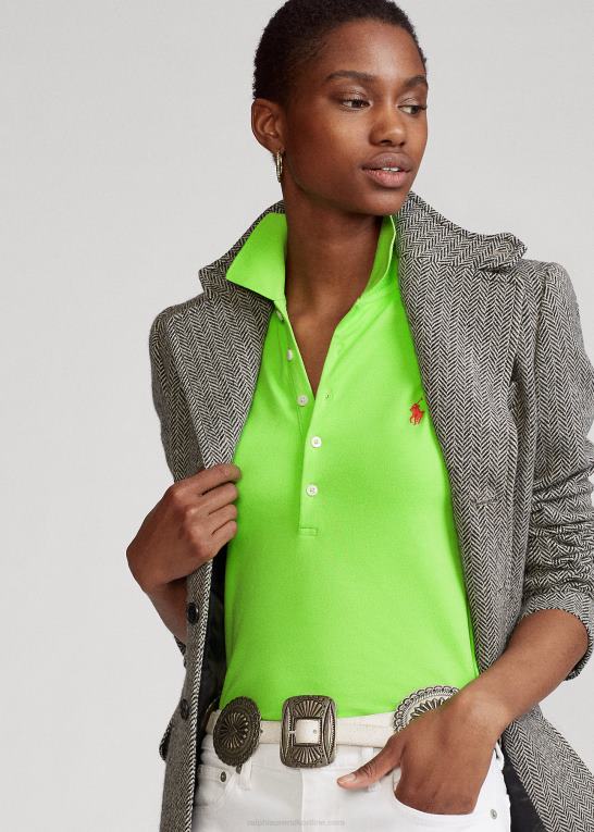 kiwi lime Kvinder Ralph Lauren slim fit stretch poloshirt Z426B3254