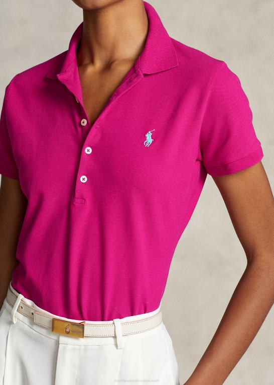 lyserød himmel Kvinder Ralph Lauren slim fit stretch poloshirt Z426B3242