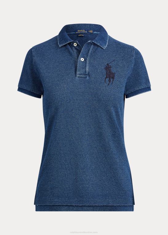 mørk indigo Kvinder Ralph Lauren skinny fit stor pony poloshirt Z426B4764