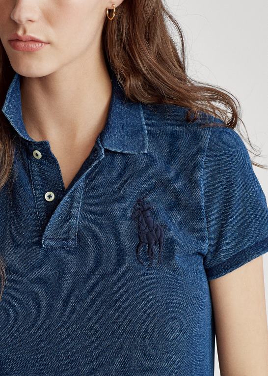 mørk indigo Kvinder Ralph Lauren skinny fit stor pony poloshirt Z426B4764