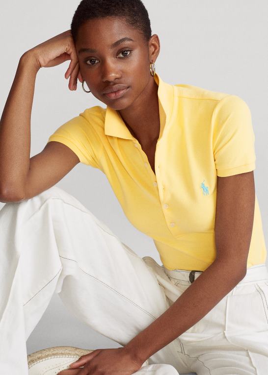 majs gul Kvinder Ralph Lauren slim fit stretch poloshirt Z426B3252
