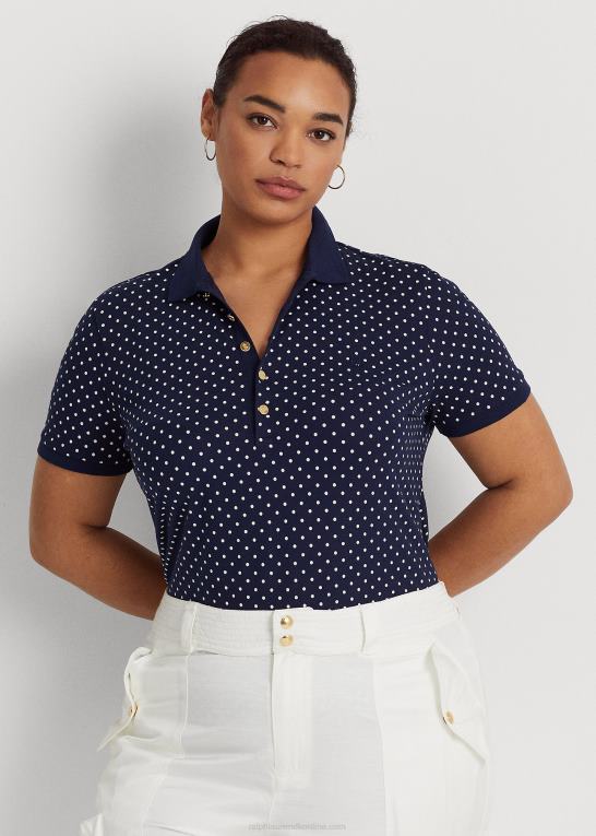 marineblå/creme Kvinder Ralph Lauren polkaprikket piqué poloshirt Z426B4623