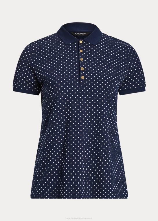 marineblå/creme Kvinder Ralph Lauren polkaprikket piqué poloshirt Z426B4623