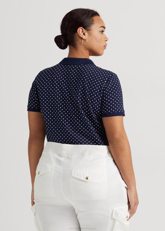 marineblå/creme Kvinder Ralph Lauren polkaprikket piqué poloshirt Z426B4623