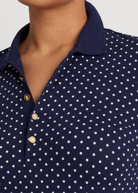 marineblå/creme Kvinder Ralph Lauren polkaprikket piqué poloshirt Z426B4623