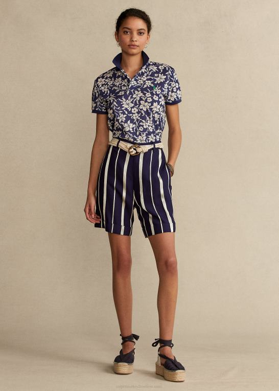 marineblå/creme blomstret Kvinder Ralph Lauren jordpoloen Z426B3351