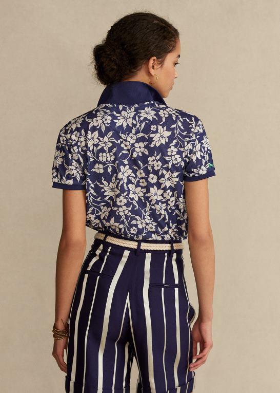 marineblå/creme blomstret Kvinder Ralph Lauren jordpoloen Z426B3351