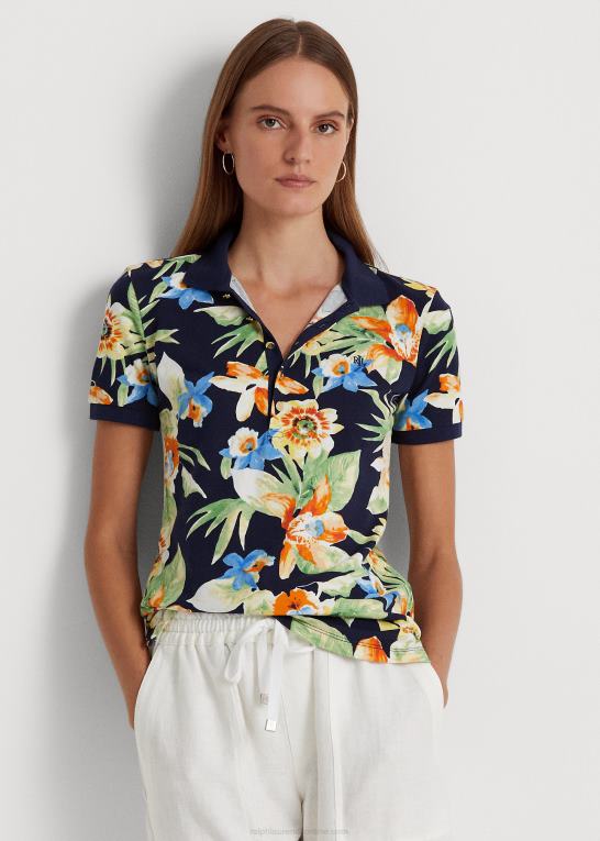 marineblå multi Kvinder Ralph Lauren blomstret pique poloshirt Z426B9572