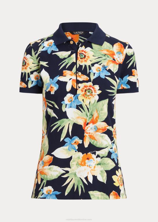 marineblå multi Kvinder Ralph Lauren blomstret pique poloshirt Z426B9572