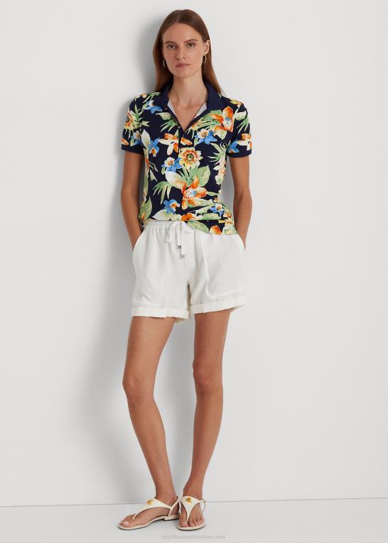 marineblå multi Kvinder Ralph Lauren blomstret pique poloshirt Z426B9572