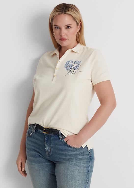 mascarpone creme Kvinder Ralph Lauren pique poloshirt Z426B4645
