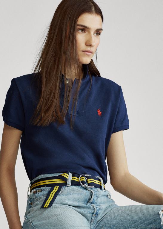 newport navy/rød Kvinder Ralph Lauren klassisk pasform mesh poloshirt Z426B9234